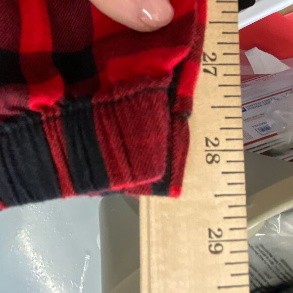 Victorias Secret pajama pant Plaid Holiday Metallic Gold cotton Velvet Waist 2XL - Picture 9 of 9